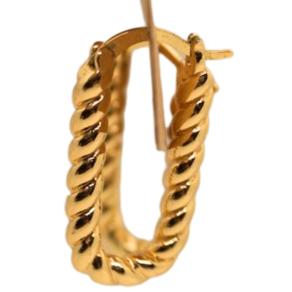Gold Twisted Rectangle Hoop Earrings – High Quality – Sturdy & Elegant